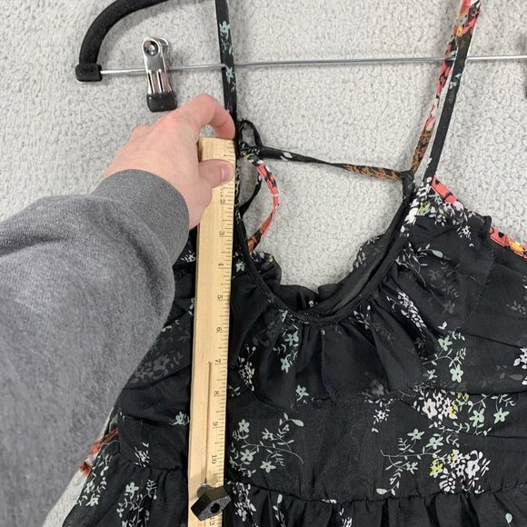 Moon Collection Halter Blouse Medium Floral Ruffle Boho Sleeveless Chiffon Lined - Picture 4 of 9